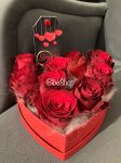 10 szál vörös rózsa kerek vagy szív alakú dobozban